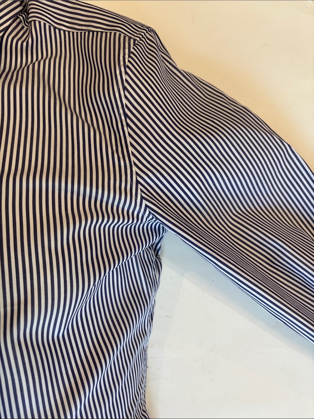 DSQUARED2 Blue White Stripe Dress Shirt Slim Fit Cotton EU46 US36 Cocktail - Picture 13 of 16